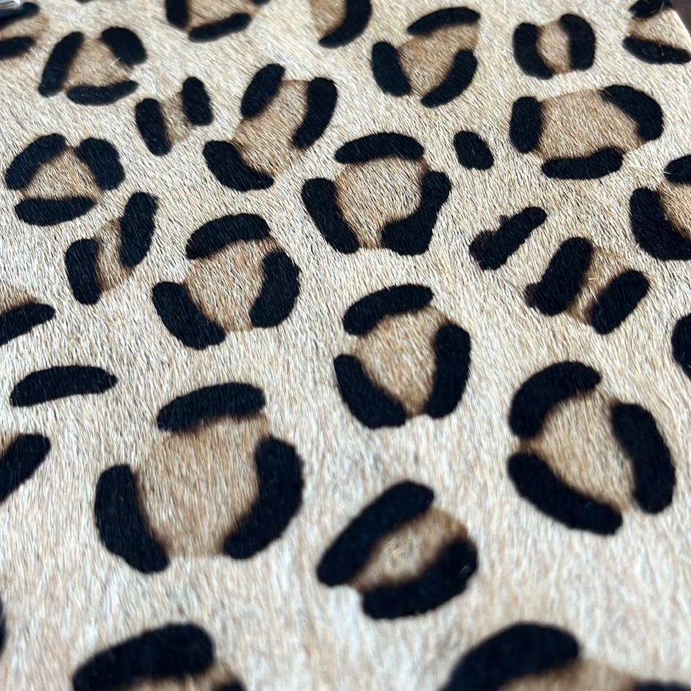 Osprey London calf hair leopard black leather pouch clutch bag NWOT - Picture 3 of 7